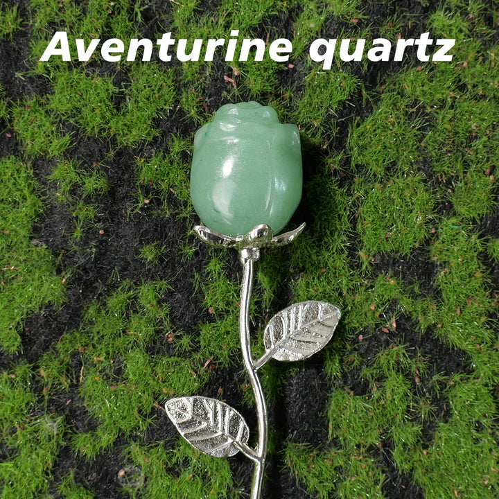 Crystal Carved Rose Flower Natural Gemstone in 11 Materials