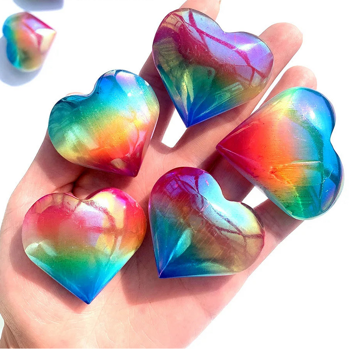 Aura Selenite Crystal Heart