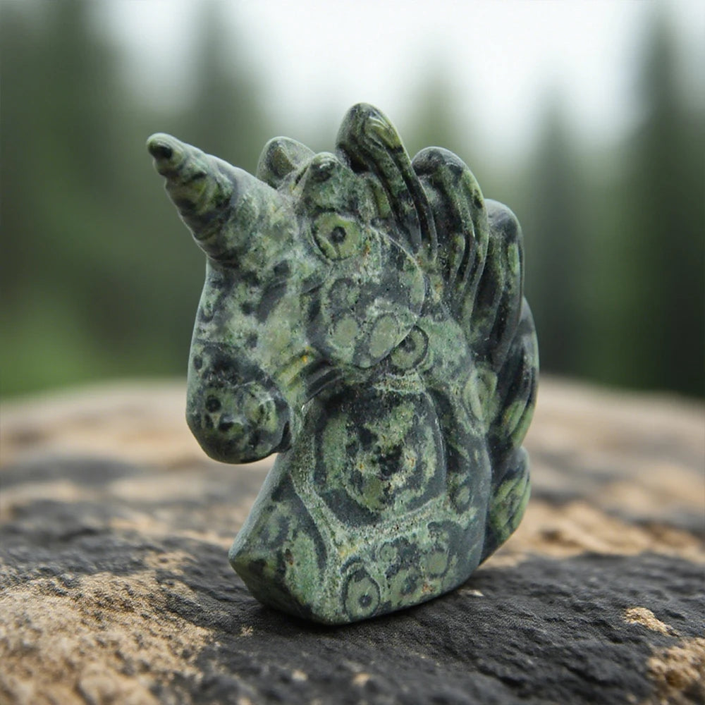 Crystal Carved Unicorn Figurine Statue Multiple Stones