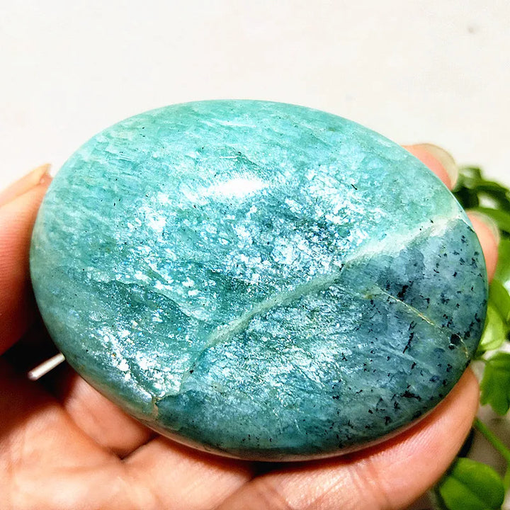 Amazonite Crystal Polished Palm Stone Natural Specimen