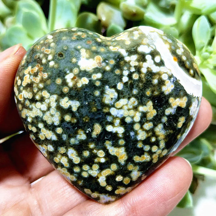 Ocean Jasper Crystal Carved Polished Heart Specimen