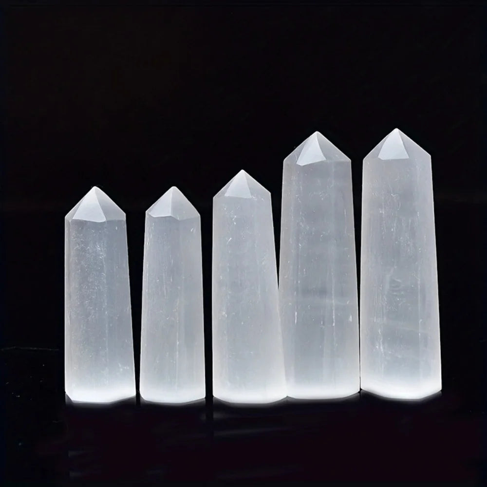 Selenite Crystal Tower Hexagonal Obelisk Wand