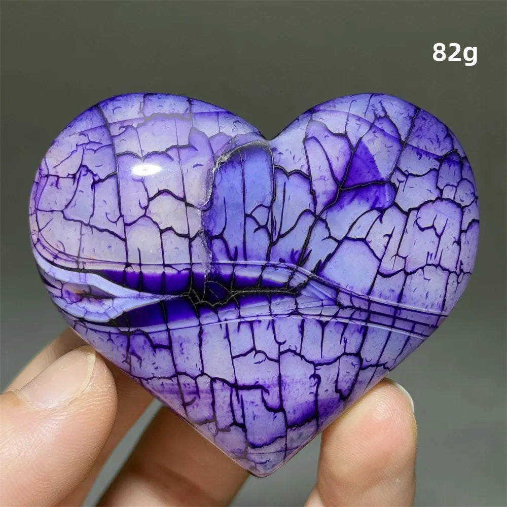 Dragon Veined Pattern Agate Crystal Heart