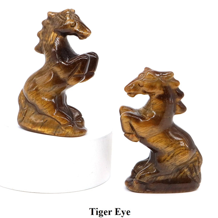 Natural Crystal Carved Horse Figurine Multi Stone Statue