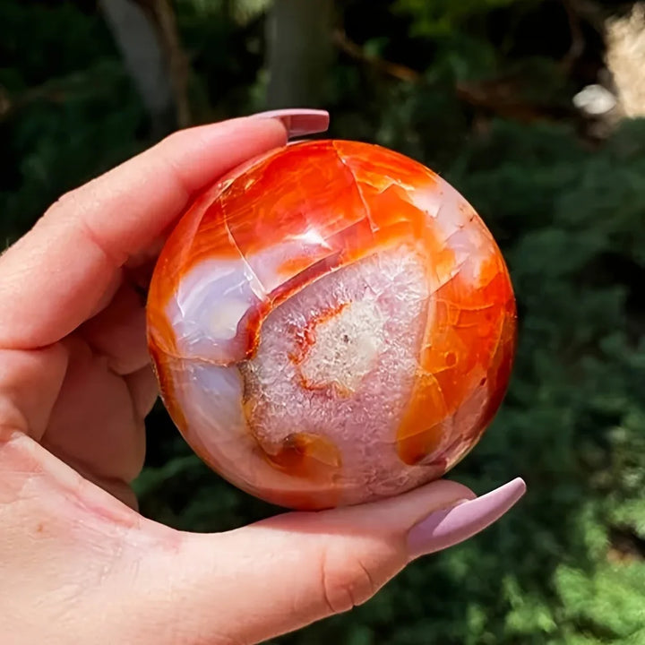 Carnelian Crystal Sphere with Natural Agate Banding