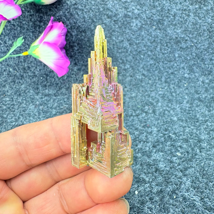 Rainbow Bismuth Crystal Pyramid Collector Specimen