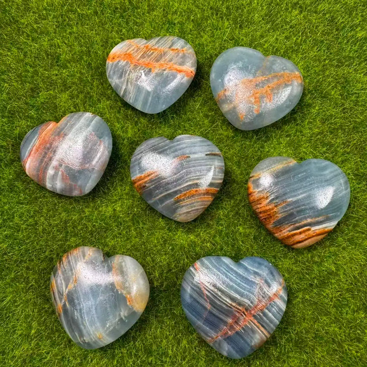 Aquatine Lemurian Blue Calcite Crystal Heart (Rare)