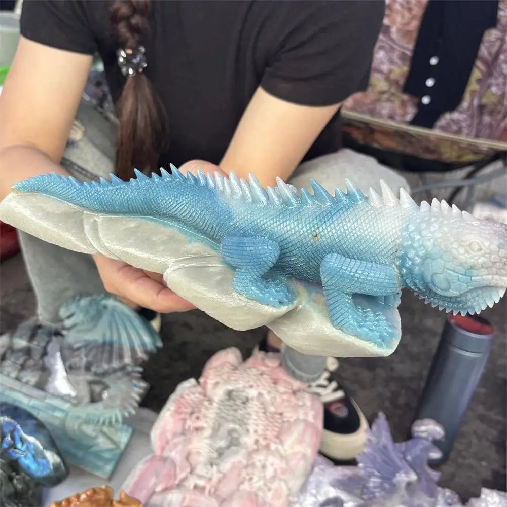 Trolleite Crystal Carved Lizard Animal Statue Carving