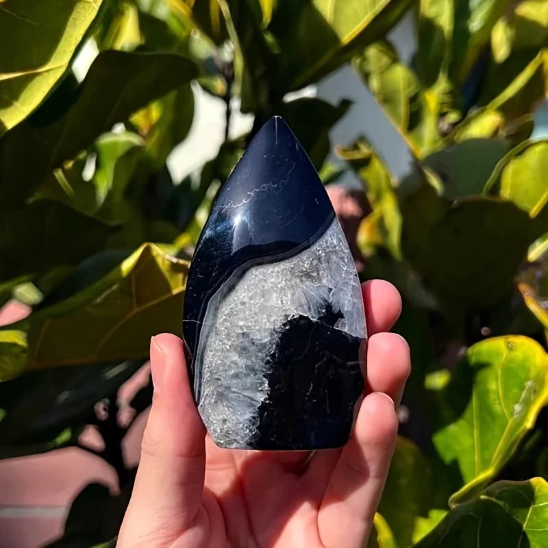 Black and White Agate Crystal Polished Torch