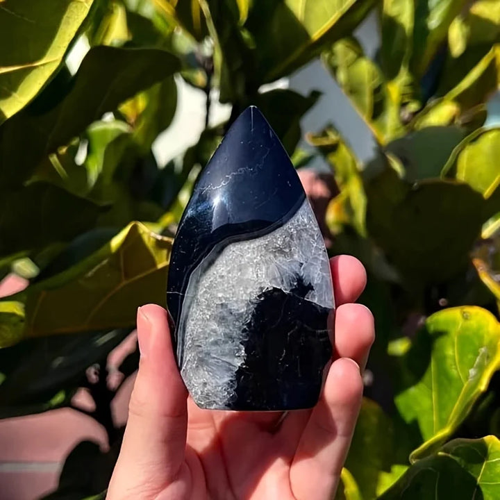 Black and White Agate Crystal Polished Torch