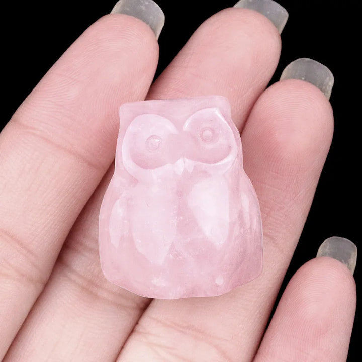 Natural Crystal Carved Mini Owl Figurine Totem Statue