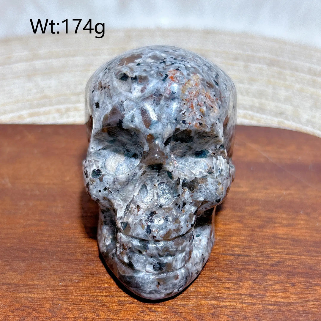 Yooperlite Crystal Carved Skull UV Reactive Glowing Stone