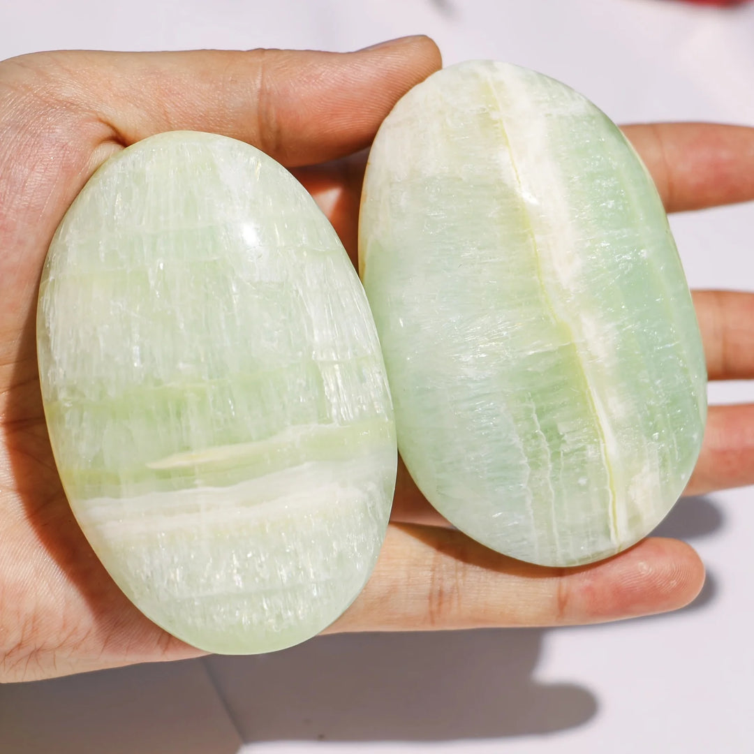 Caribbean Blue Calcite Crystal Palm Stone