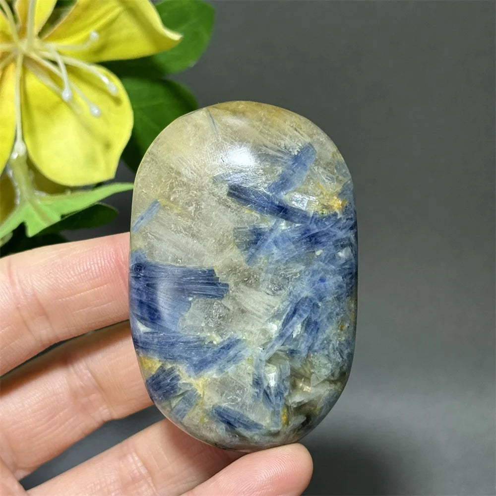 Blue Kyanite Crystal Palm Stone Natural Polished Piece