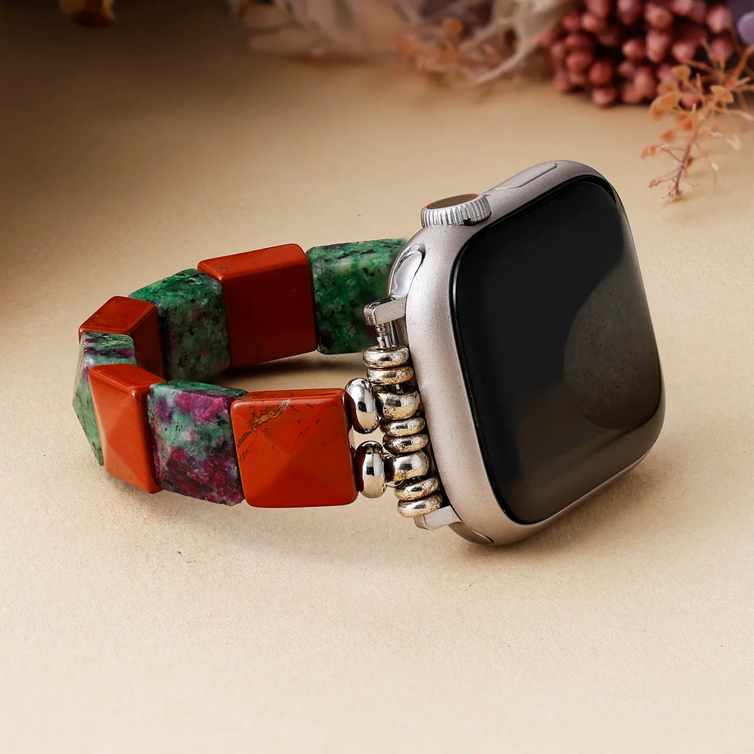 Natural Agate Crystal Beaded Stretch Smartwatch Strap