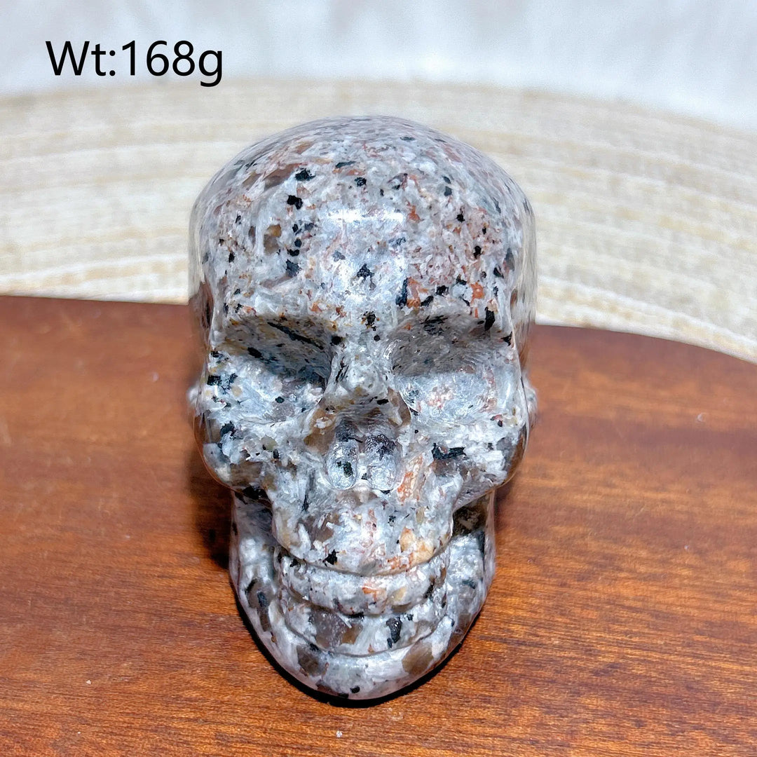 Yooperlite Crystal Carved Skull UV Reactive Glowing Stone
