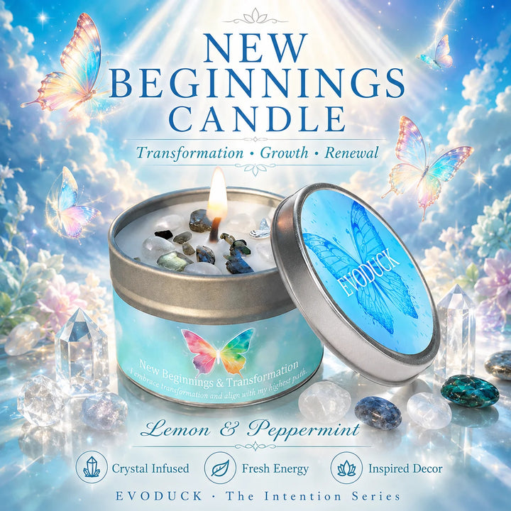 Lemon Peppermint Crystal Infused Intention Candle Tin
