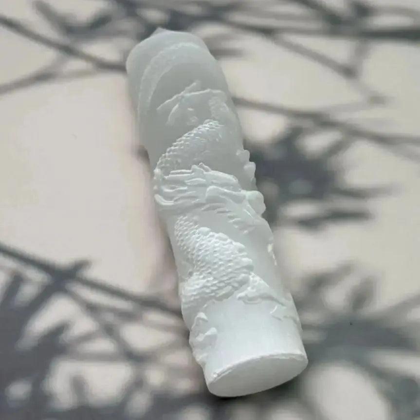 Selenite Crystal Carved Tower | Dragon and Phoenix Wand