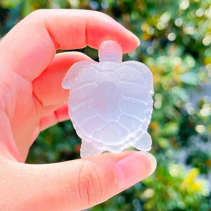 Selenite Crystal Carved Turtle Figurine