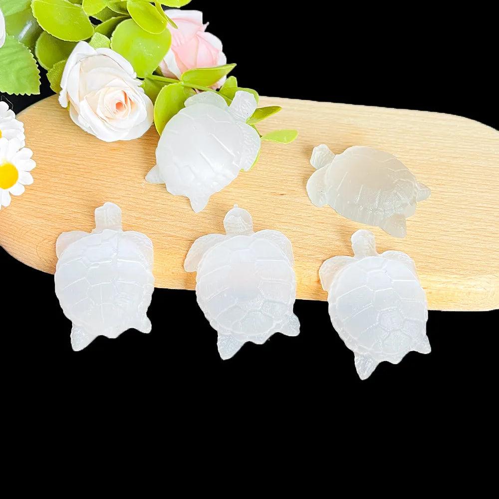Selenite Crystal Carved Turtle Figurine