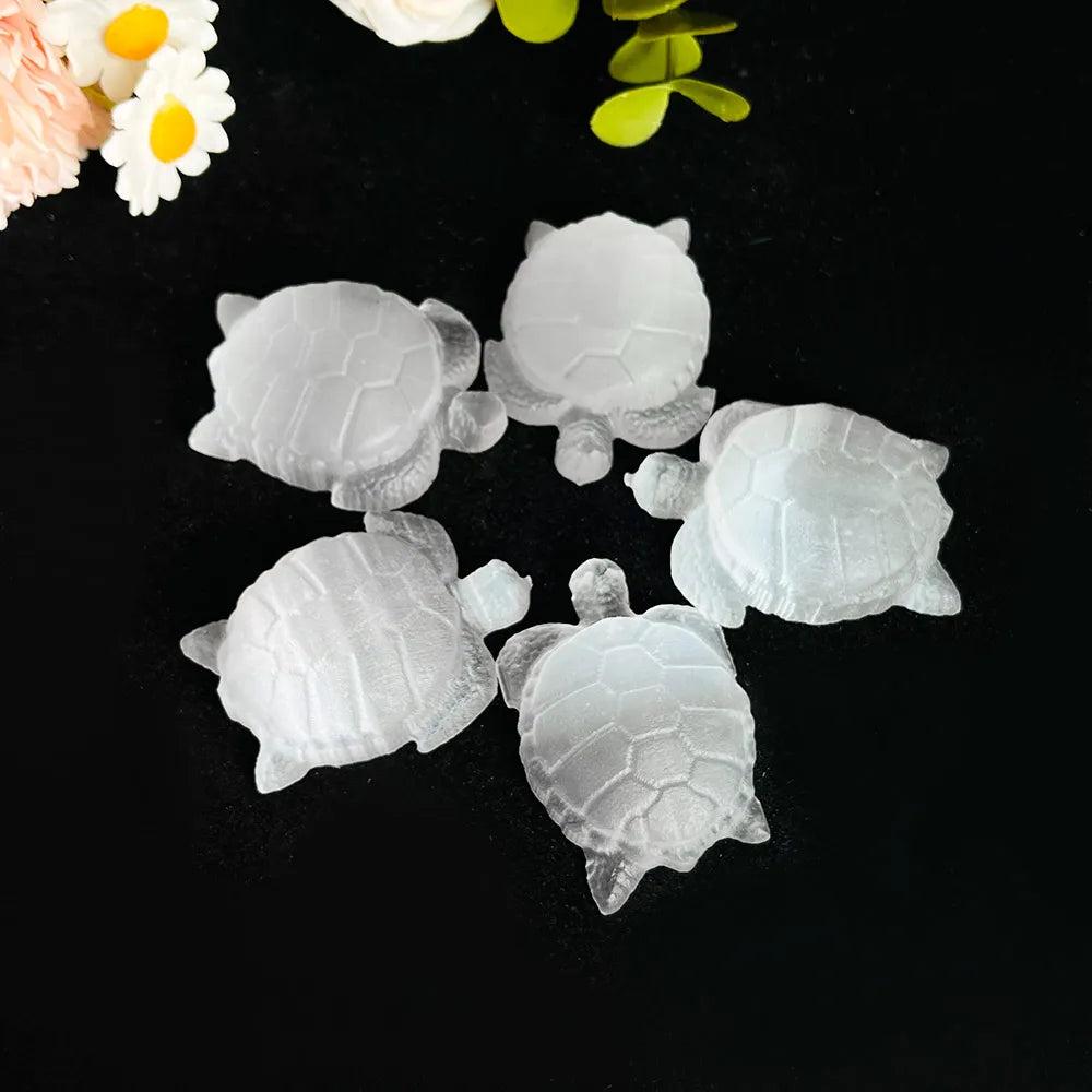 Selenite Crystal Carved Turtle Figurine