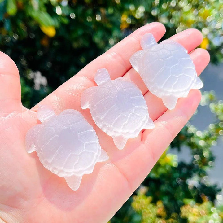 Selenite Crystal Carved Turtle Figurine