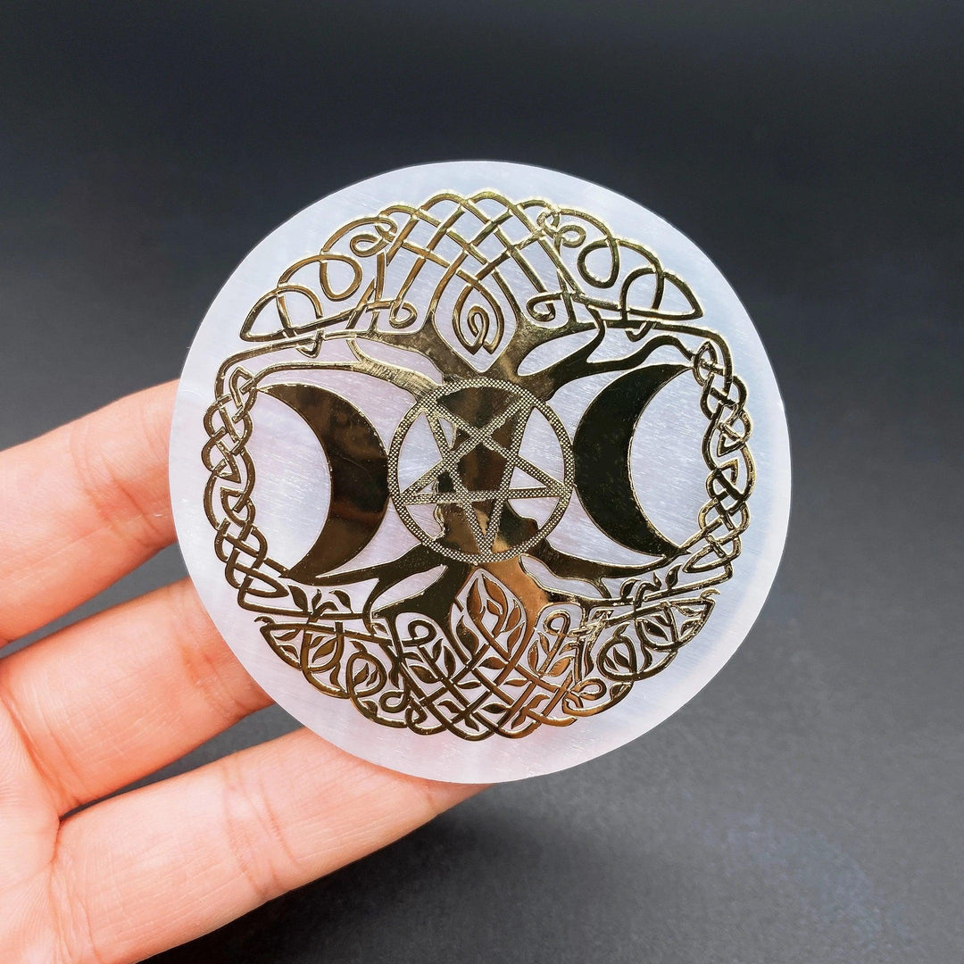Selenite Crystal Charging Plate Engraved