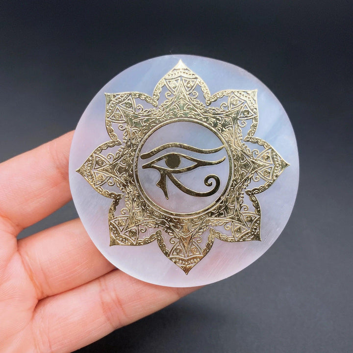 Selenite Crystal Charging Plate Engraved