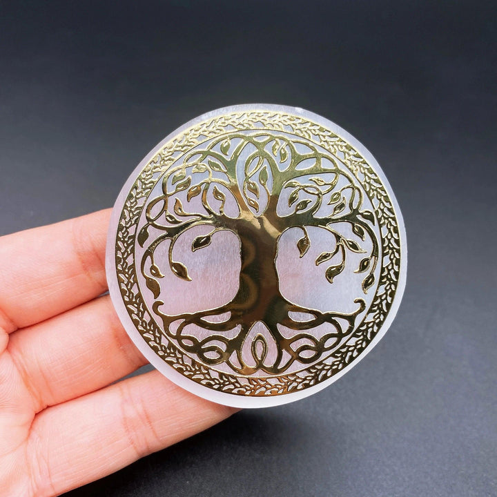 Selenite Crystal Charging Plate Engraved