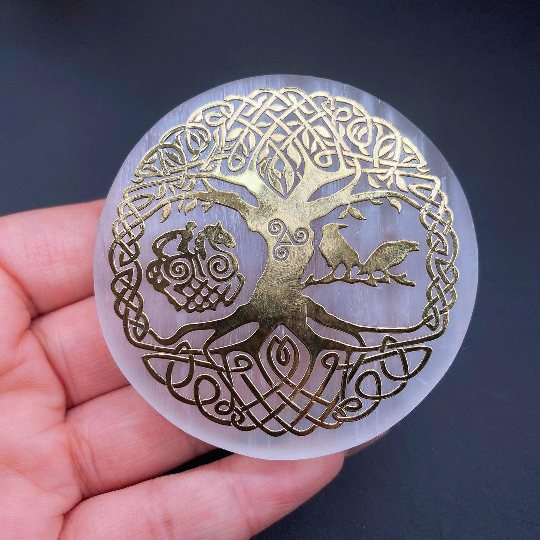 Selenite Crystal Charging Plate Engraved