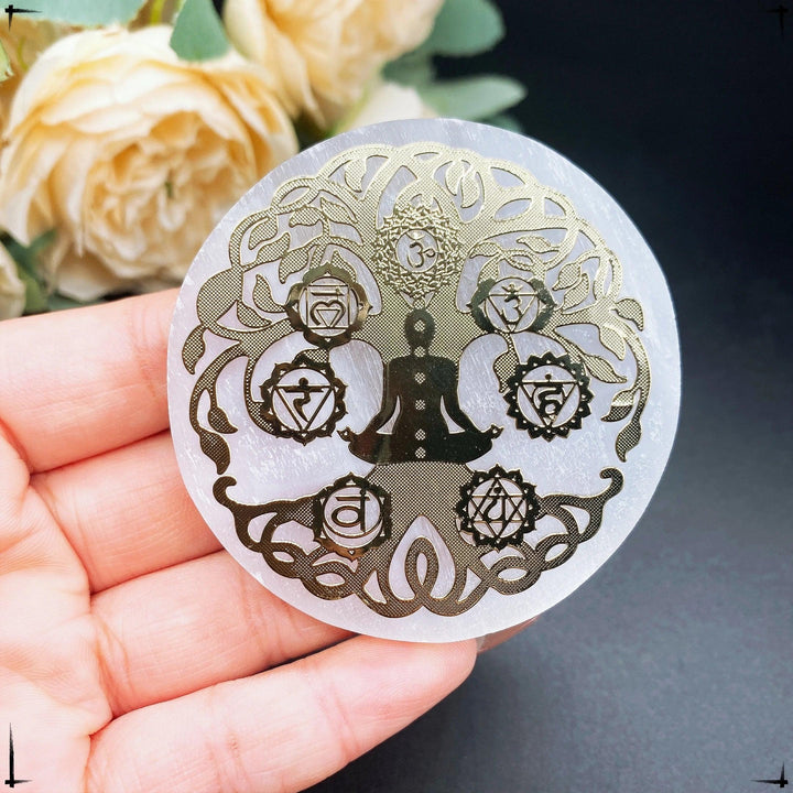 Selenite Crystal Charging Plate Engraved