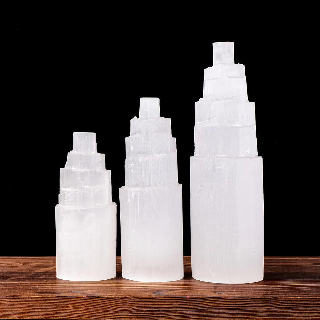 Selenite Crystal Tower | Natural Raw Polished Wand Point