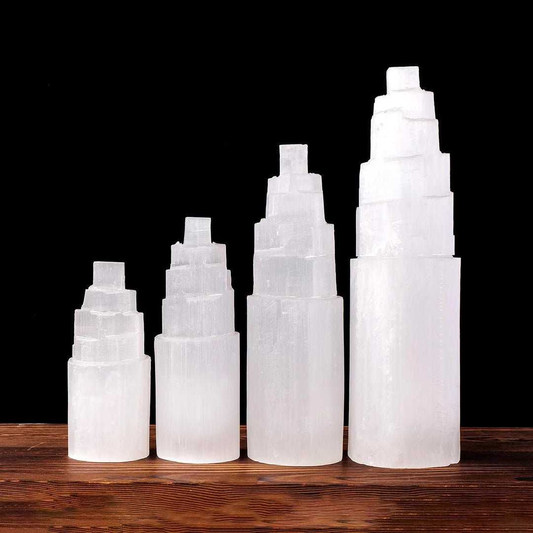 Selenite Crystal Tower | Natural Raw Polished Wand Point