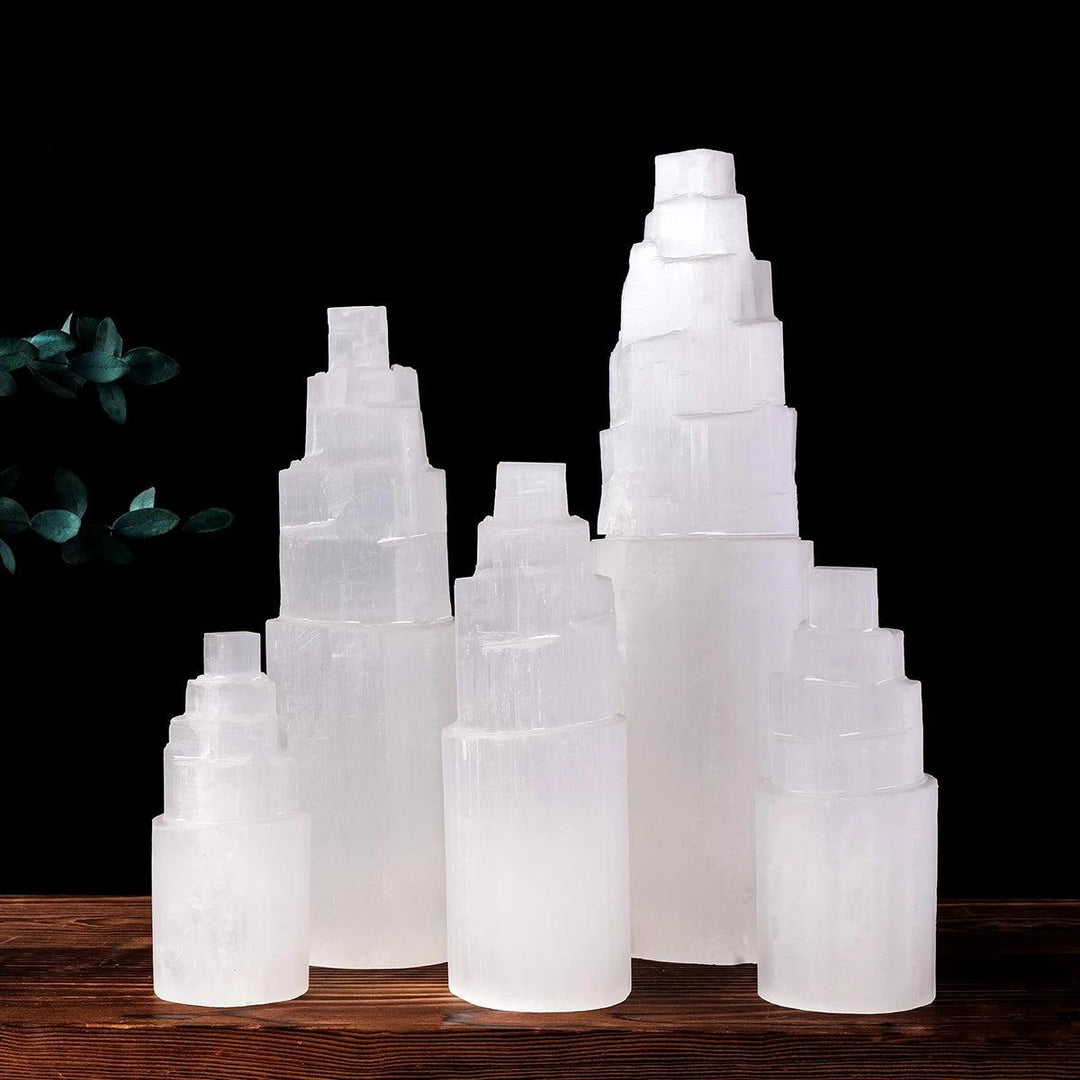 Selenite Crystal Tower | Natural Raw Polished Wand Point
