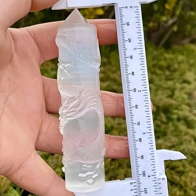 Selenite Dragon & Phoenix Tower | Hand Carved