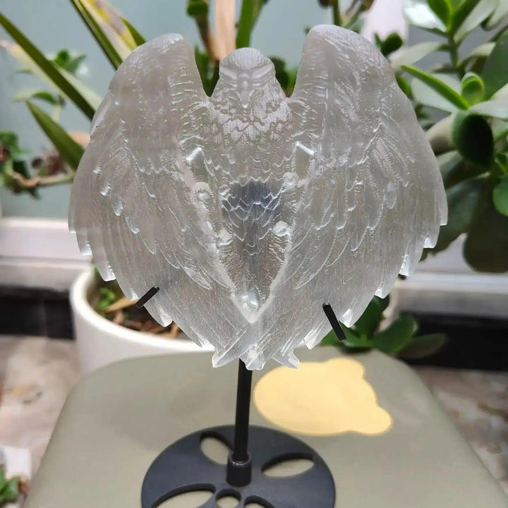 Selenite Eagle Carving | Hand Carved Crystal Bird Figurine