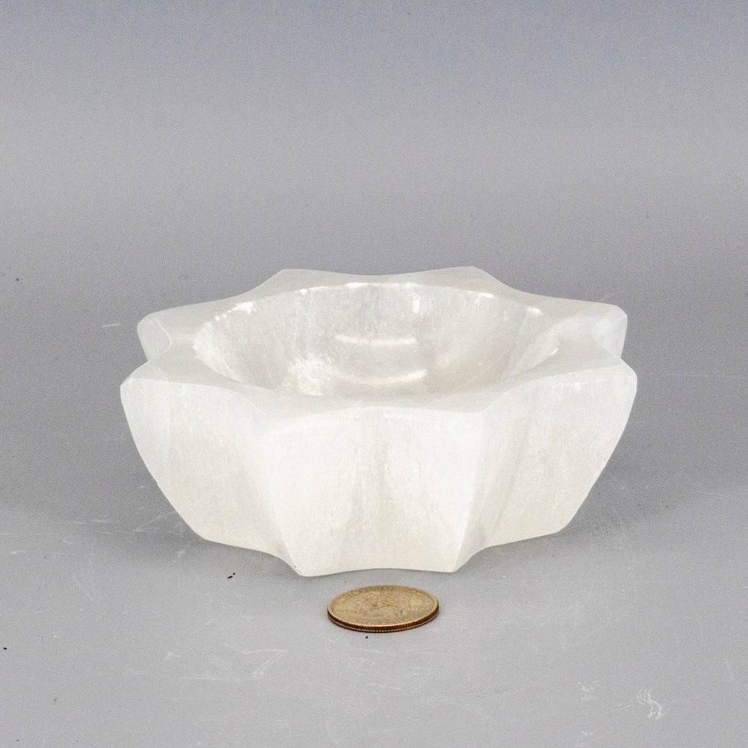 Selenite Rare 8 Point Star Bowl-Decorations-Crystal Destiny-Selenite-516g - 4.80"L x 4.80"W x 2.00"H-Crystal Destiny