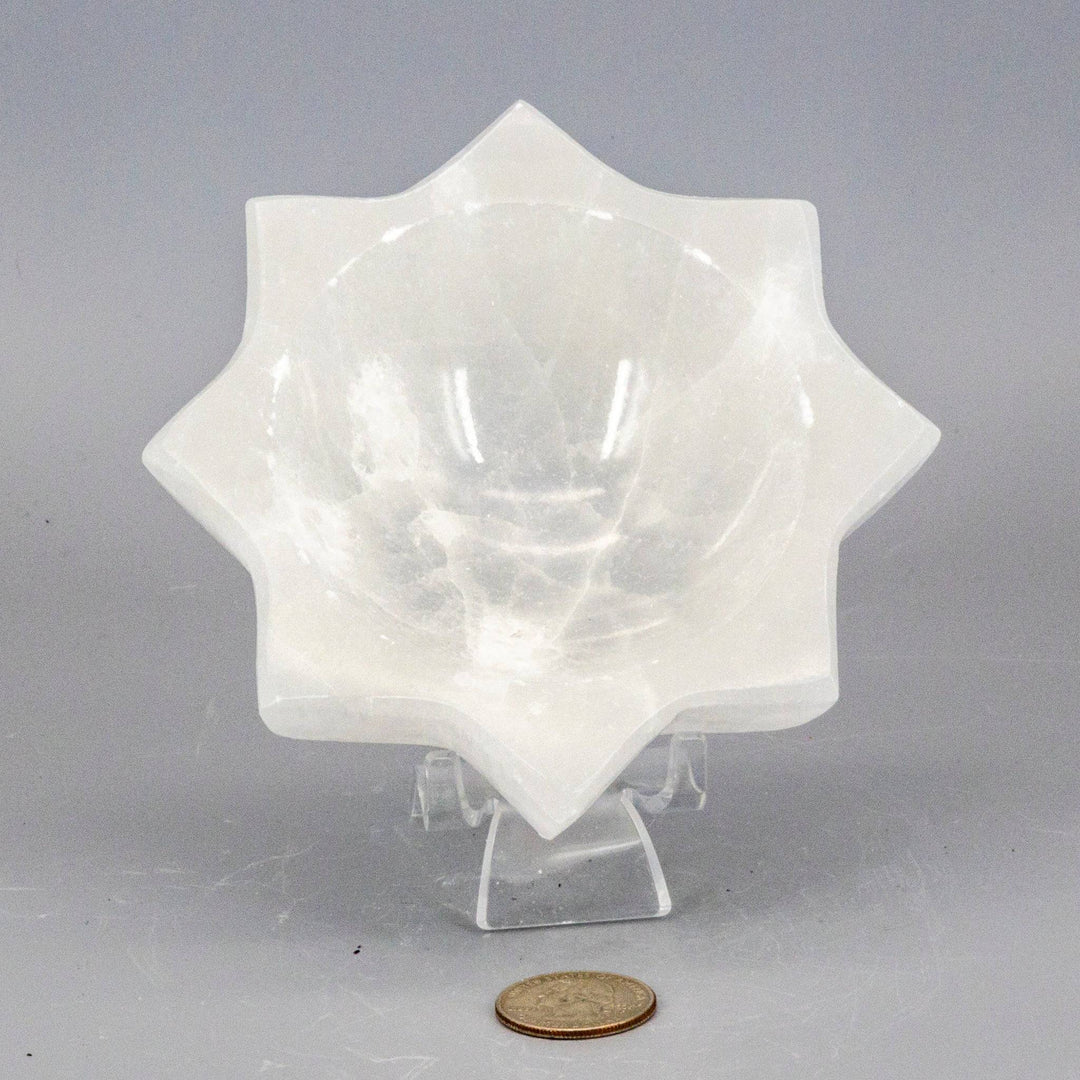 Selenite Rare 8 Point Star Bowl-Decorations-Crystal Destiny-Selenite-516g - 4.80"L x 4.80"W x 2.00"H-Crystal Destiny