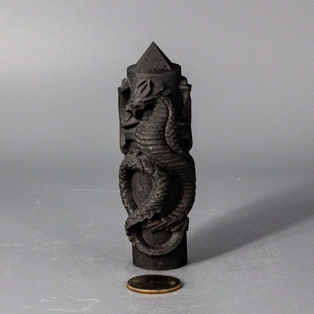 Selenite Shungite CNC Carved Dragon Towers-Towers-Crystal Destiny-Shungite-4.00" T x 1.25"W-Crystal Destiny