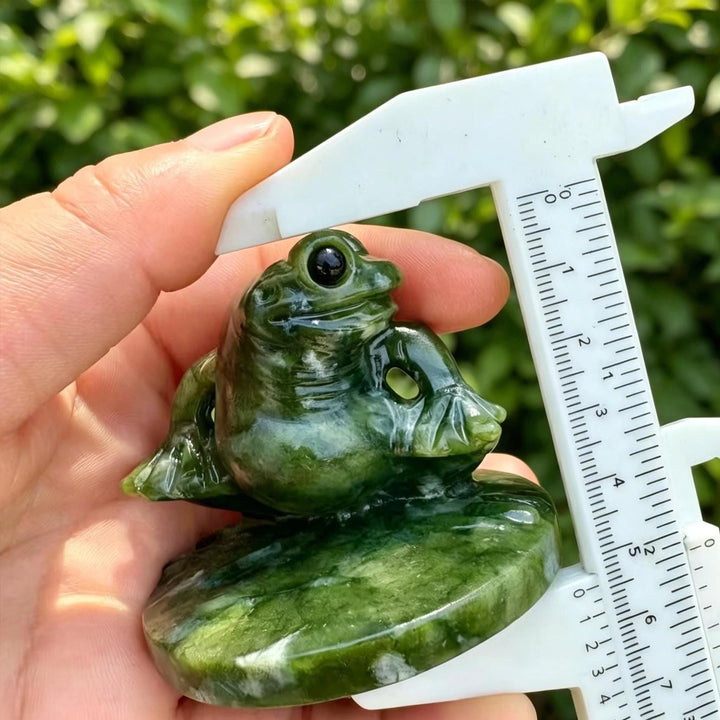 Serpentine Frog Statue Hand-Carved Crystal Figurine