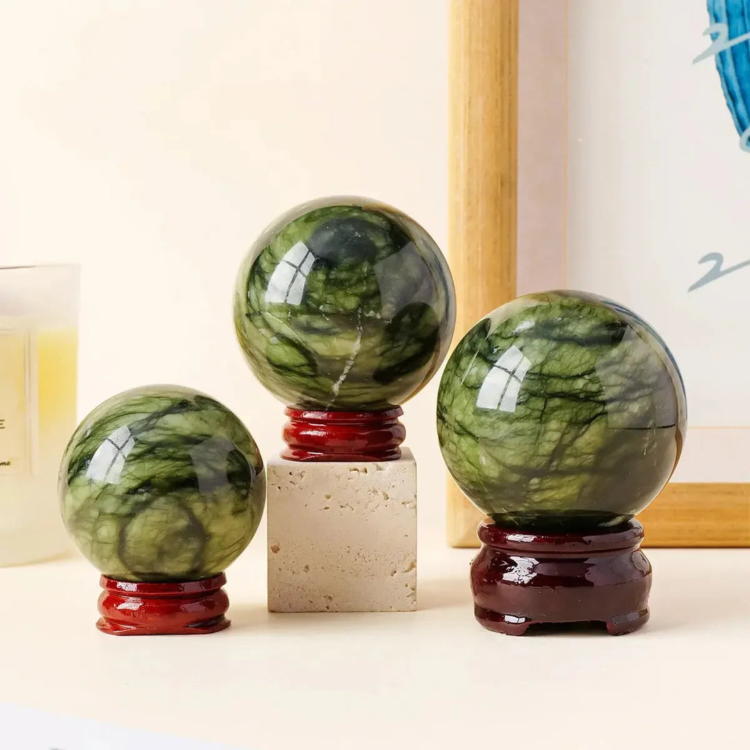 Serpentine "Green Jade" Sphere-Spheres-Ali-Serpentine-40-50mm-Crystal Destiny