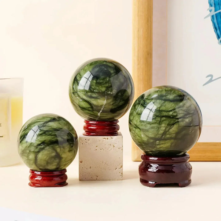 Serpentine "Green Jade" Sphere-Spheres-Ali-Serpentine-40-50mm-Crystal Destiny
