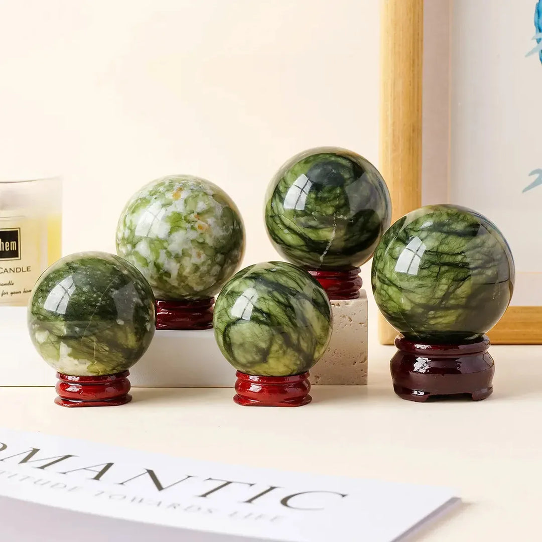Serpentine "Green Jade" Sphere-Spheres-Ali-Serpentine-40-50mm-Crystal Destiny