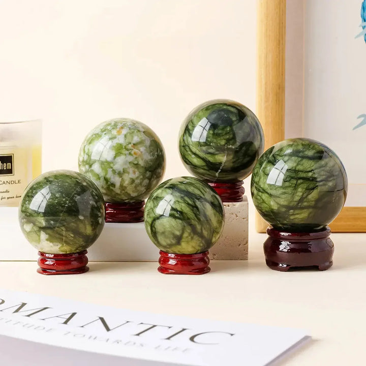 Serpentine "Green Jade" Sphere-Spheres-Ali-Serpentine-40-50mm-Crystal Destiny