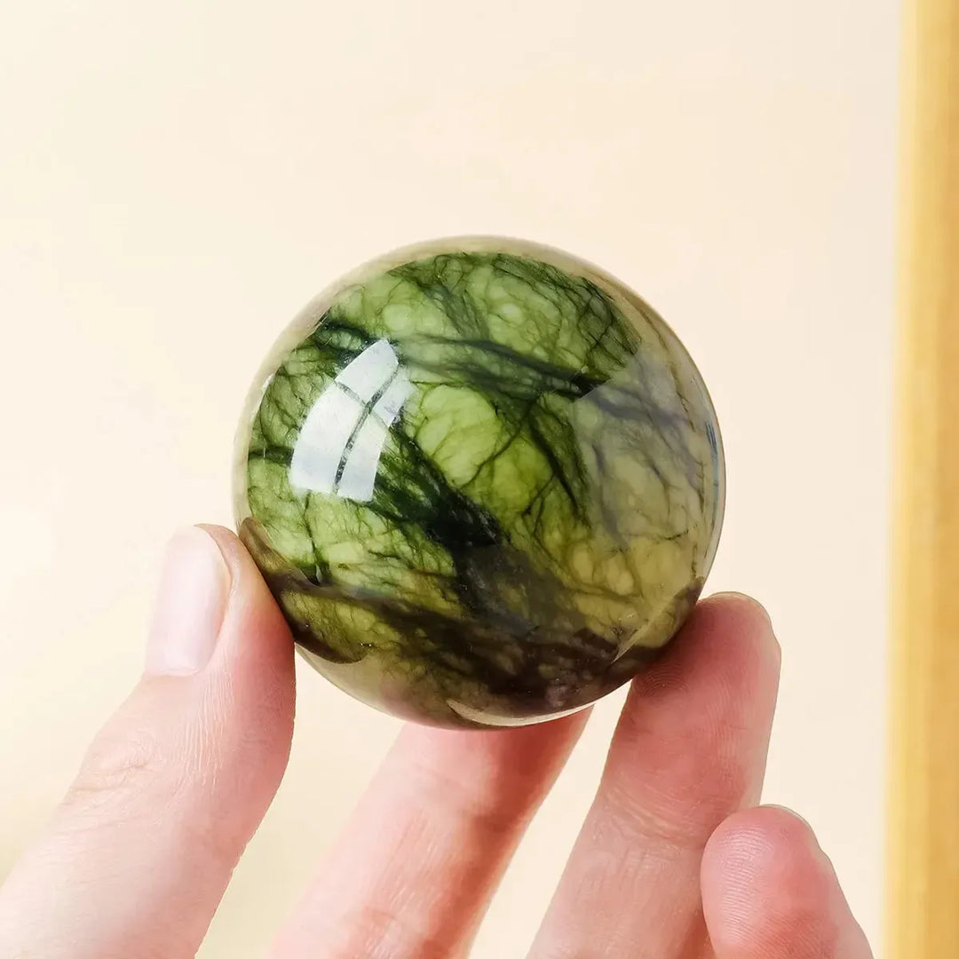Serpentine "Green Jade" Sphere-Spheres-Ali-Serpentine-40-50mm-Crystal Destiny