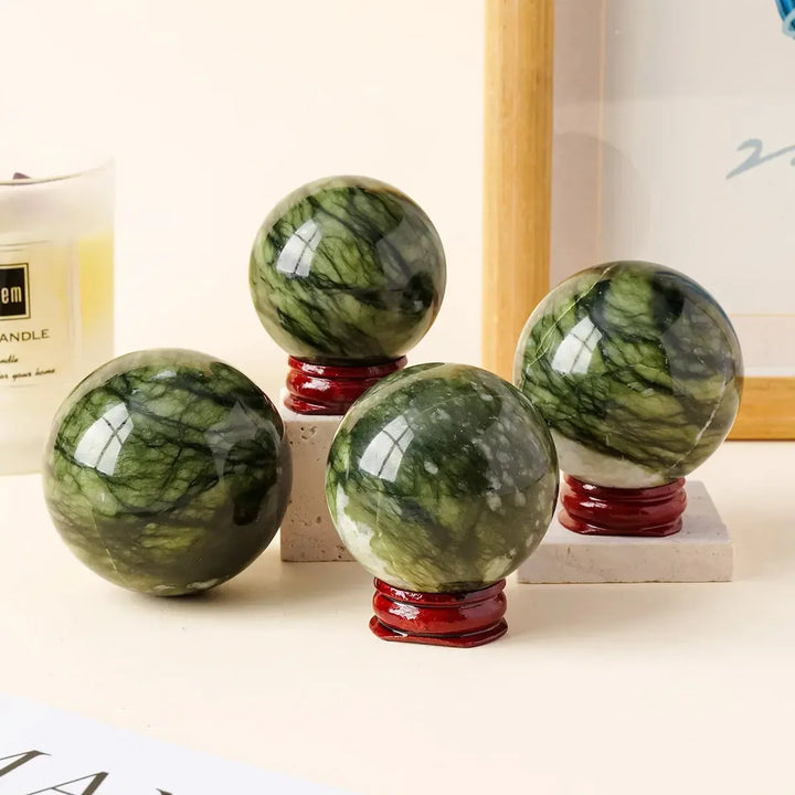 Serpentine "Green Jade" Sphere-Spheres-Ali-Serpentine-40-50mm-Crystal Destiny