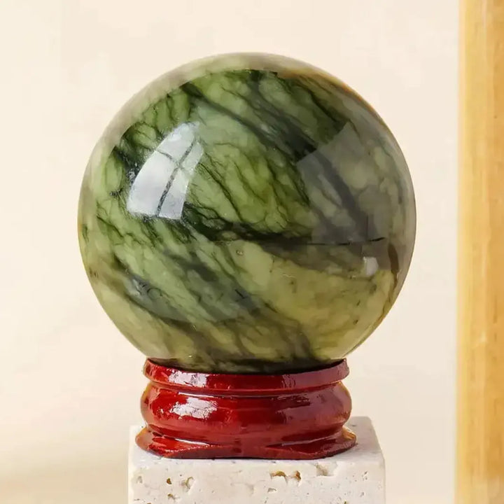 Serpentine "Green Jade" Sphere-Spheres-Ali-Serpentine-40-50mm-Crystal Destiny
