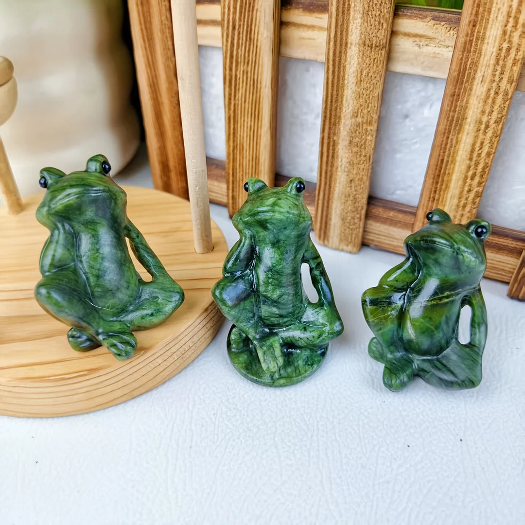 Serpentine Thinking Frog Carving Hand-Carved Crystal