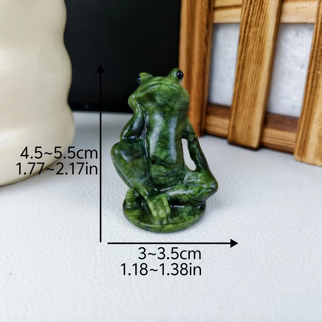 Serpentine Thinking Frog Carving Hand-Carved Crystal