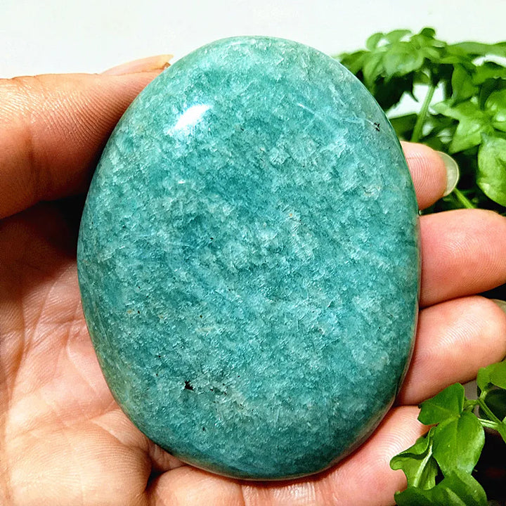 Amazonite Crystal Polished Palm Stone Natural Specimen